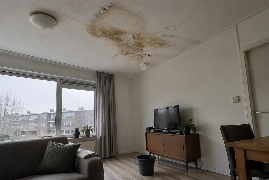 Lekdetectie Spakenburg – vochtplek op het plafond onder een badkamer